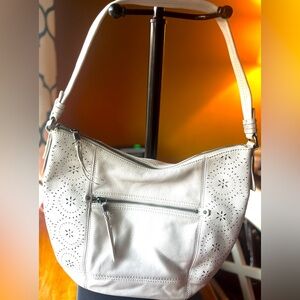The Sak White Perforated Leather Shoulder Bag